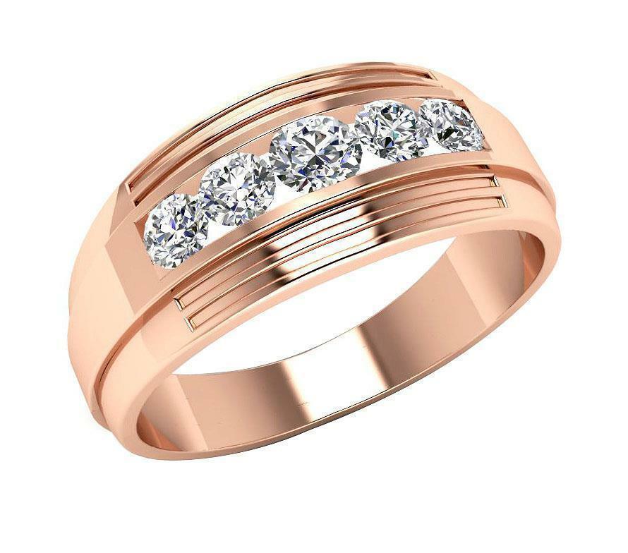 Mens REAL 14k Rose Gold Wedding Ring Band,Genuine 1CT Solitaire Diamond,SIZE11 N
