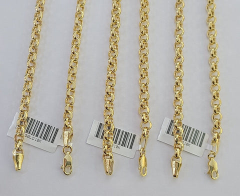 10K Yellow Gold Rolo Link Chain 5mm Necklace 18"-26"  Real 10kt
