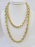 10k Real Solid Yellow Gold Rope Chain Women Men Diamond Cut 7mm 28 Inches