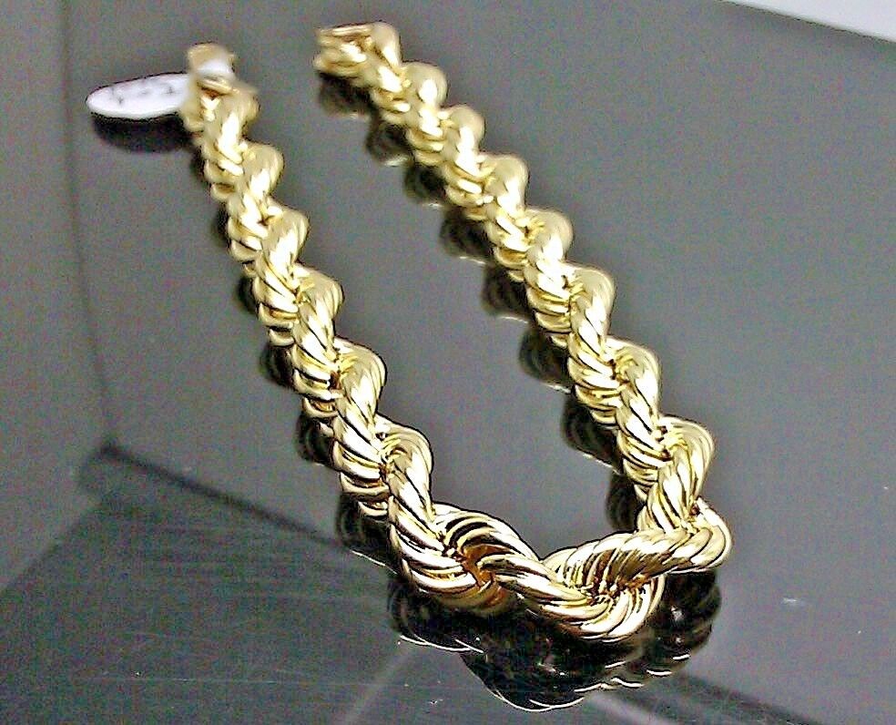 Real 10K Yellow Gold Rope Bracelet 8mm 8 " Long