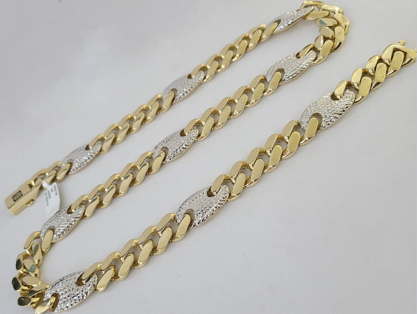 10K Yellow Gold 15mm Miami Cuban Mariner Link Chain Necklace 22-24 Inch 10Kt