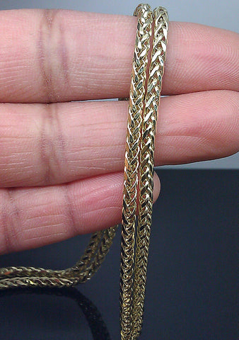 Real 10kt Yellow Gold 24" Inch Palm Chain Necklace 3mm Men women Lobster Lock