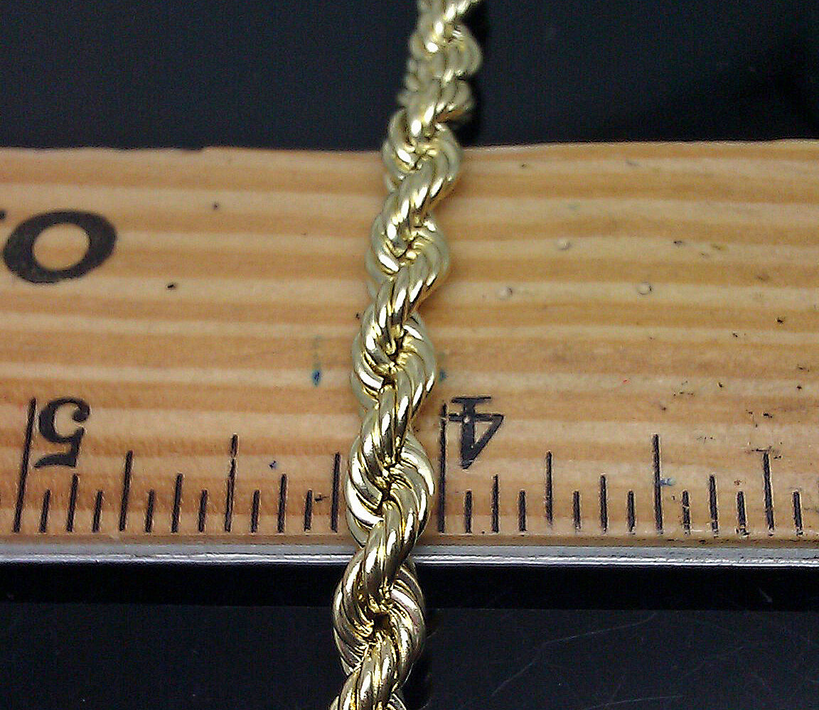 Brand New 10K Yellow Gold Rope Bracelet 6mm 7.5 Inches Long Mens Ladies