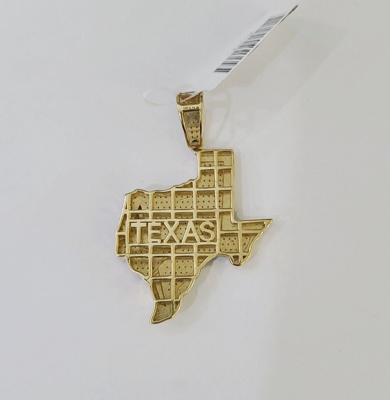 10k Yellow Gold Diamond Texas Map Charm Men Women Pendant Genuine 1.5" Real