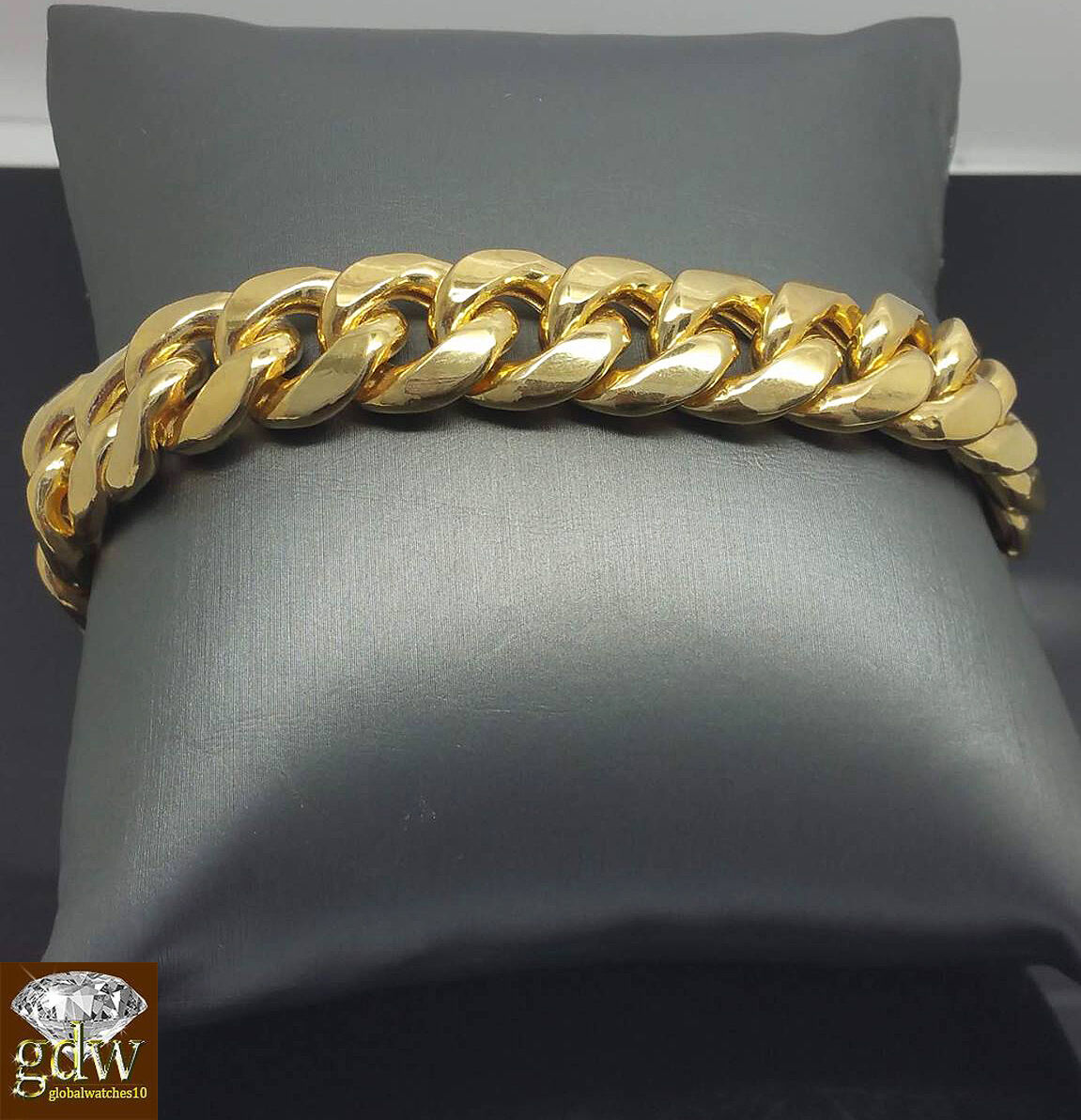 Real 10k Gold Miami Cuban Bracelet 15mm BOX LOCK 9" inch Stronger Link 10kt Mens