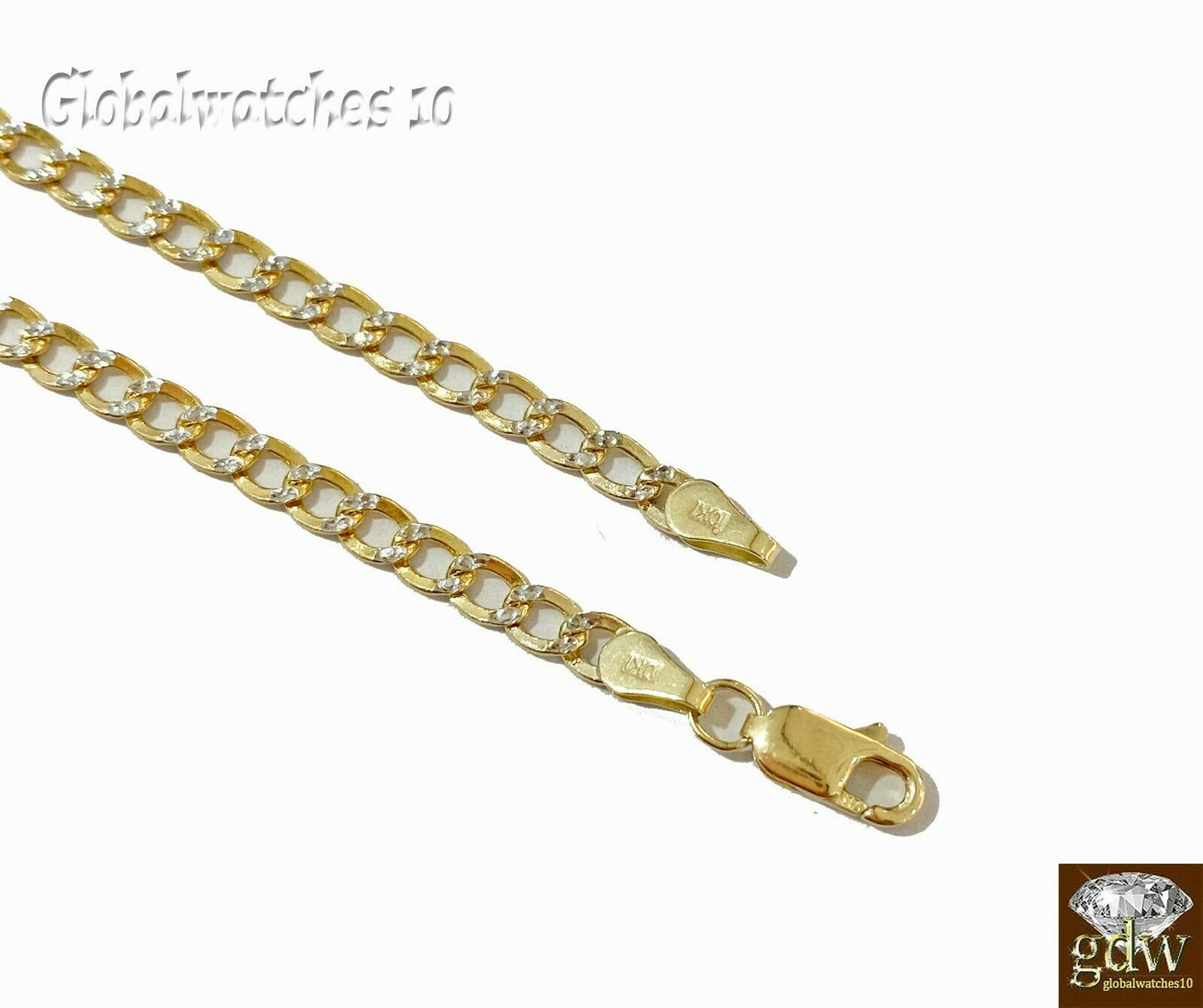 Real 10k Yellow Gold Cuban link 4mm Chain with diamond Cut 20 22 24 26 inch