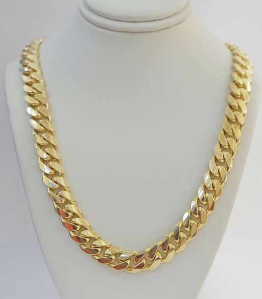 14k Gold 9mm Miami Cuban Link Chain Necklace Solid 14kt Yellow Gold Link 24Inch