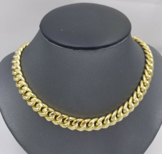 Real Gold Chain 10k Gold Miami Cuban Link 24 Inch Necklace Strong Mens Chain