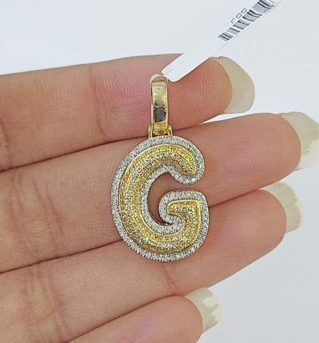 10k Yellow Gold Diamond Letter "G" Initial Alphabet Charm Pendant Real Genuine