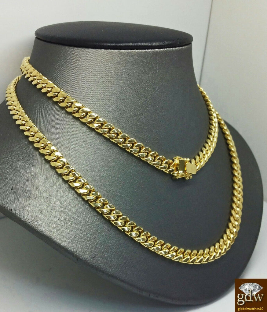 Solid Gold Cuban Link Chain Classic Miami, 8mm 24 Inch