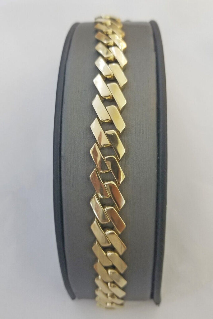 Men's 10k Yellow Gold Solid Nugget Bracelet Link 7.5