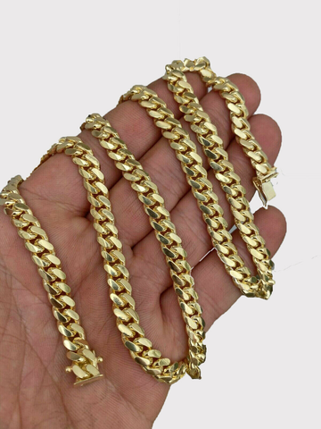 Real 10k Yellow Gold SOLID Miami Cuban Chain 20 Inch Box Clasp 7mm