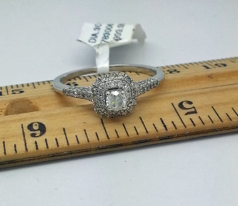 14k white real gold and diamond ladies ring engagement / wedding / promise