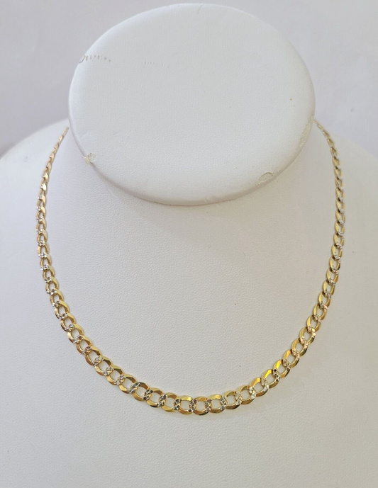 REAL 14k Cuban Curb Link necklace with Diamond Cuts 22 inches 6mm 14kt