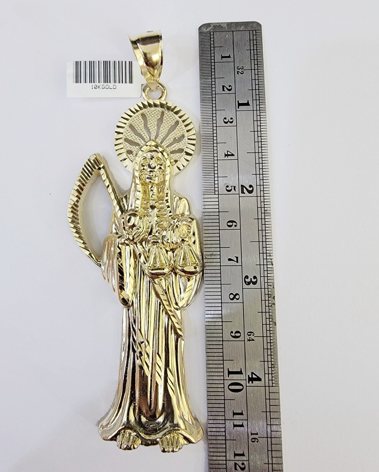 Real 10K Gold Reaper Pendant Charm Diamond Cut 10kt Yellow Gold Charm