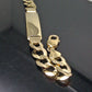 Mens SOLID 10K Yellow Gold Link Bracelet 9" ID Plate Long New