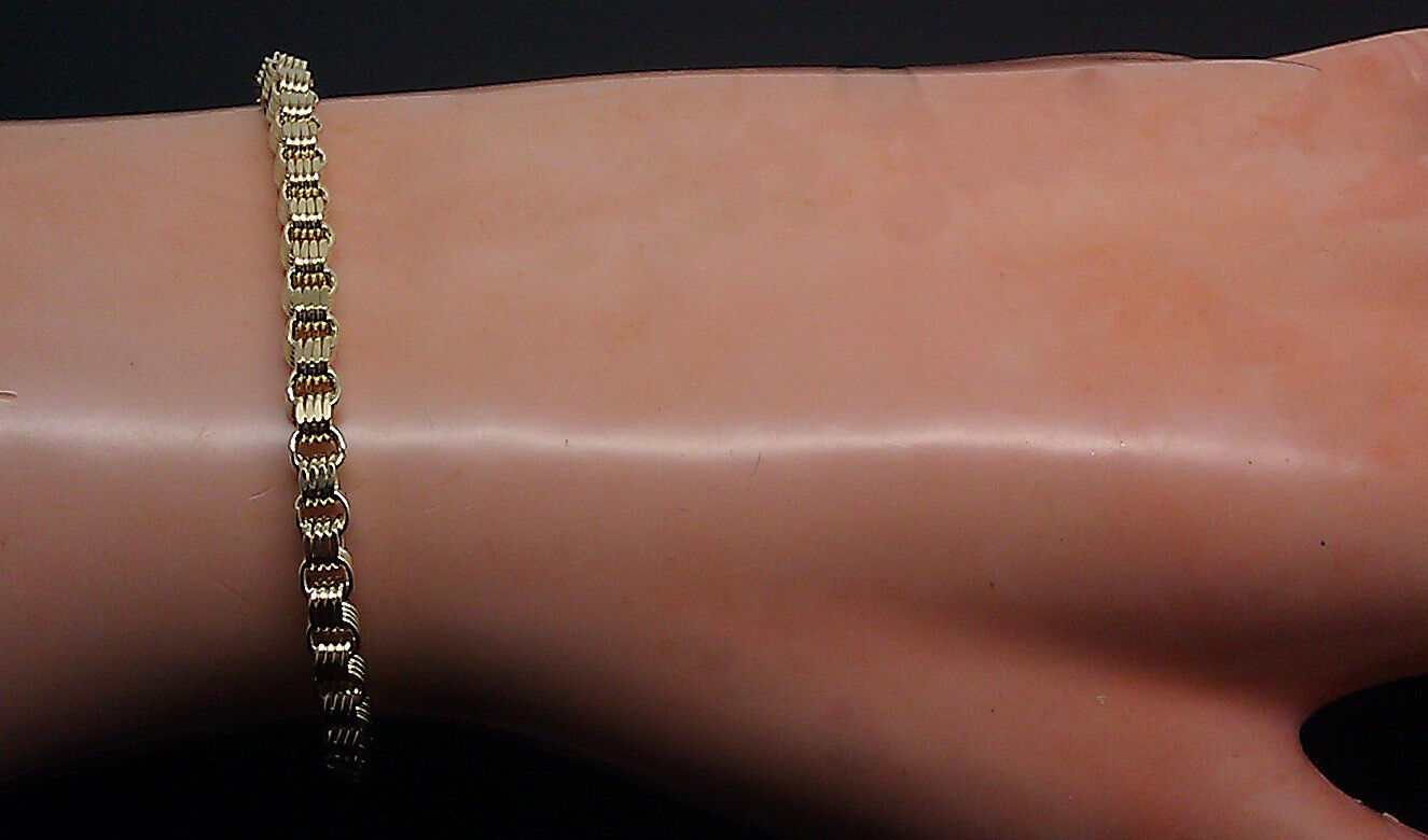 REAL 10k Yellow Gold Byzantine Bracelet Men Women 7 Inch