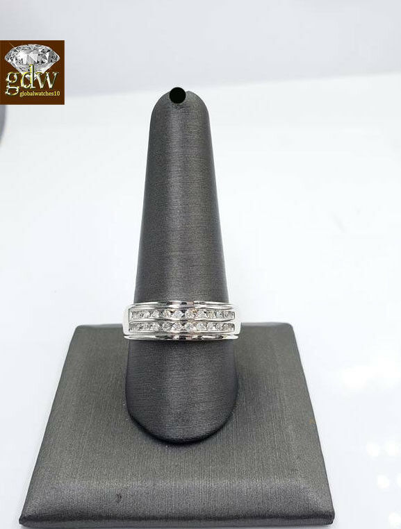 REAL 10k Gold Genuine Diamond Wedding Anniversary Engagement Men Band Ring SIZE9