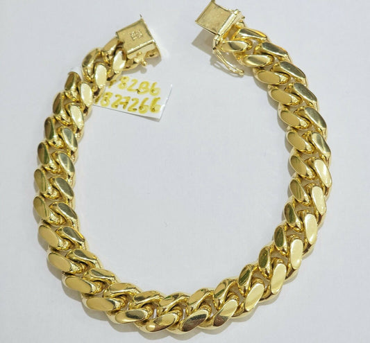 Solid Gold Cuban Link Bracelet 10mm 8" 10k Yellow Gold Miami Cuban Box Lock REAL