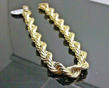 Real 10K Yellow Gold Rope Bracelet 8mm 7.5 " Long