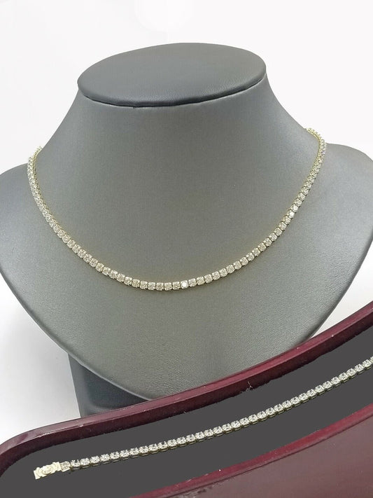 10K Yellow Gold 3mm Tennis Chain Necklace 2 piece 22" 2 Bracelet 1-7" 1-8"