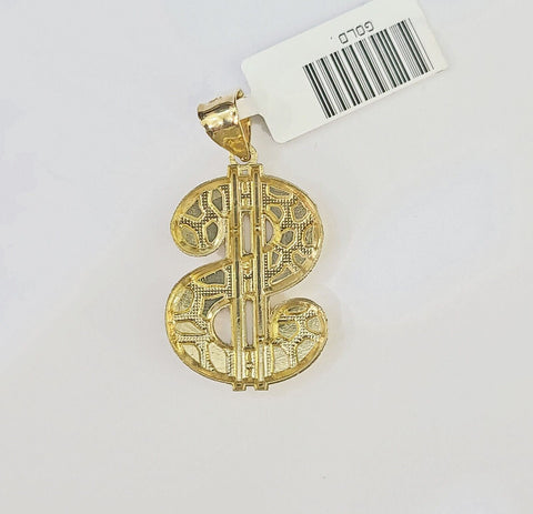 10k Yellow Gold Miami Cuban Chain & Dollar Charm \ Pendent SET 3mm 22 Inches