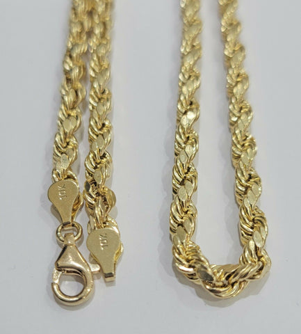 Real 10k Yellow Gold Rope Chain Necklace 30" 6mm Mens Diamond Cut