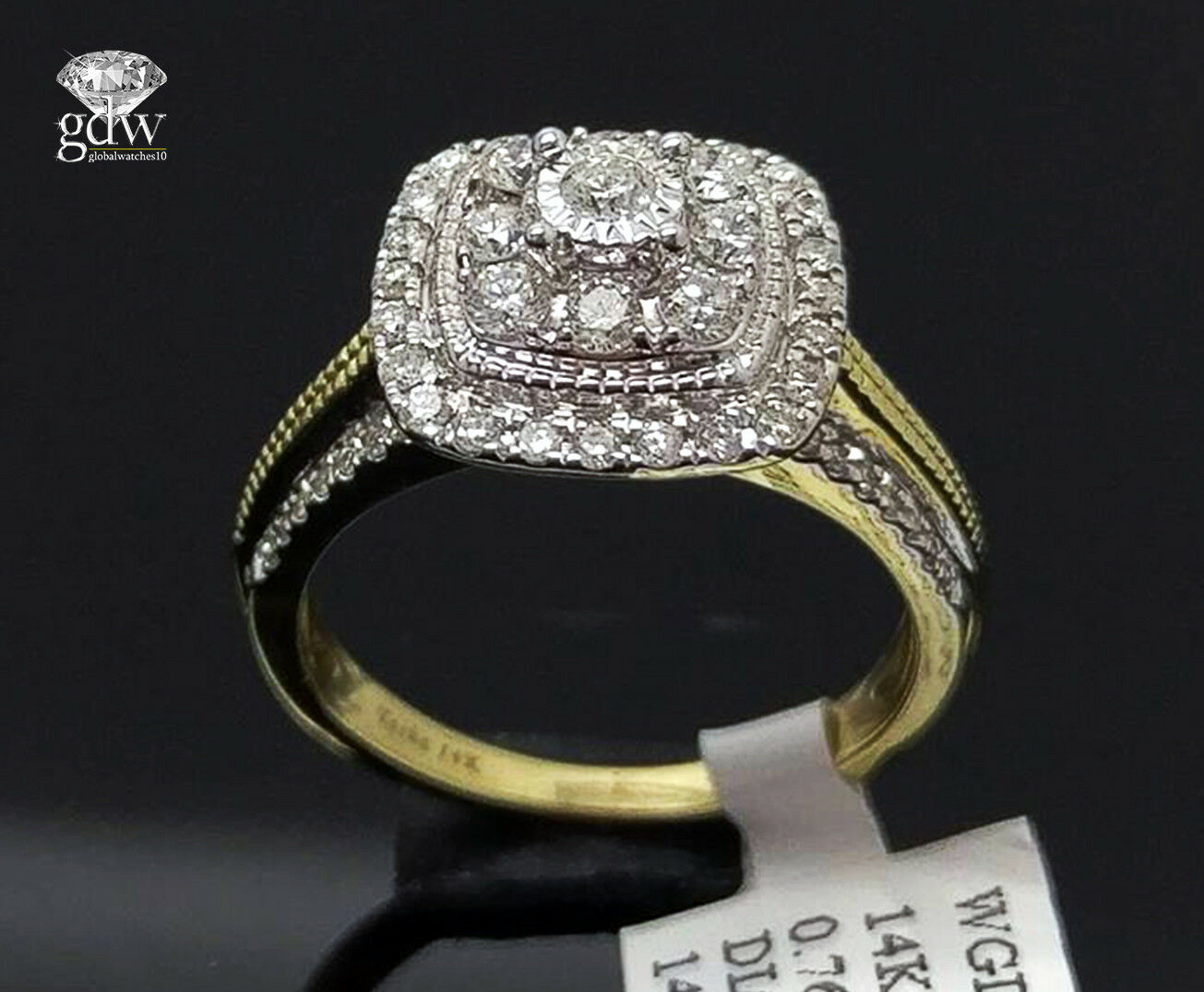 Solid 14k Yellow White Gold Real Diamonds Wedding Anniversary Ladies Ring Size