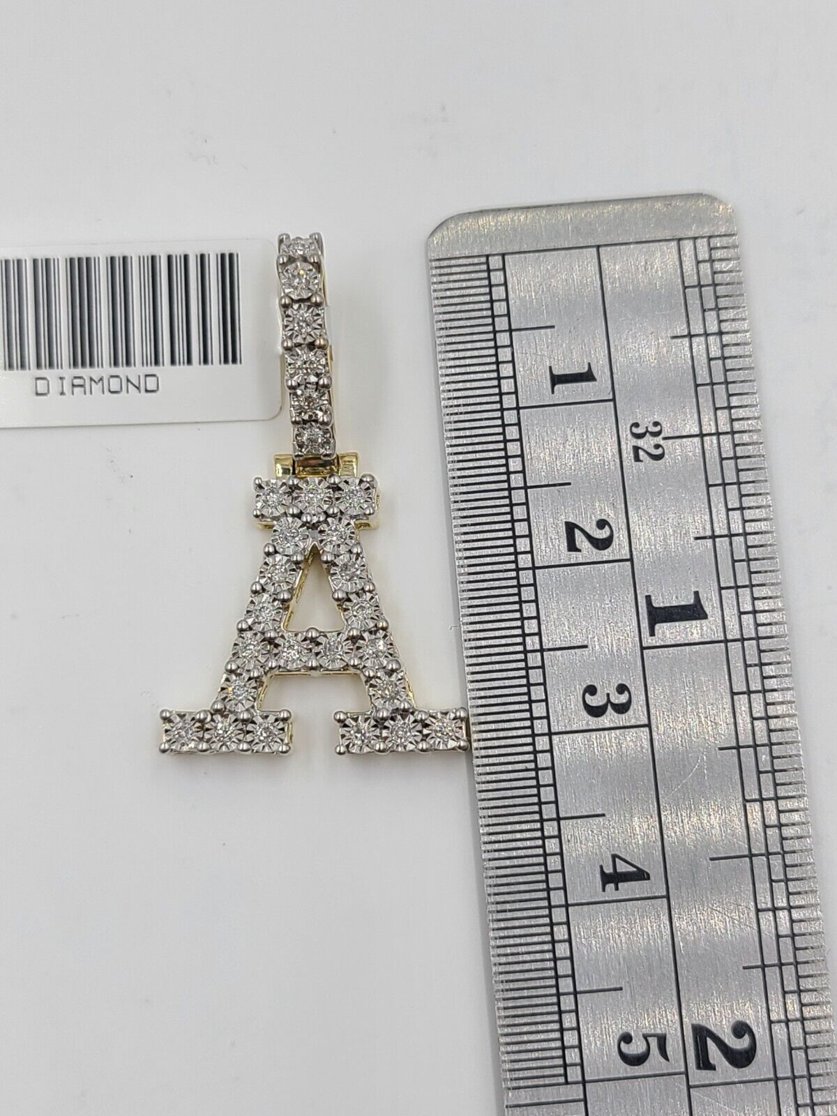 Real 10k Gold & Diamond Letter "A" Initial Alphabet Charm/Pendant 1.25".