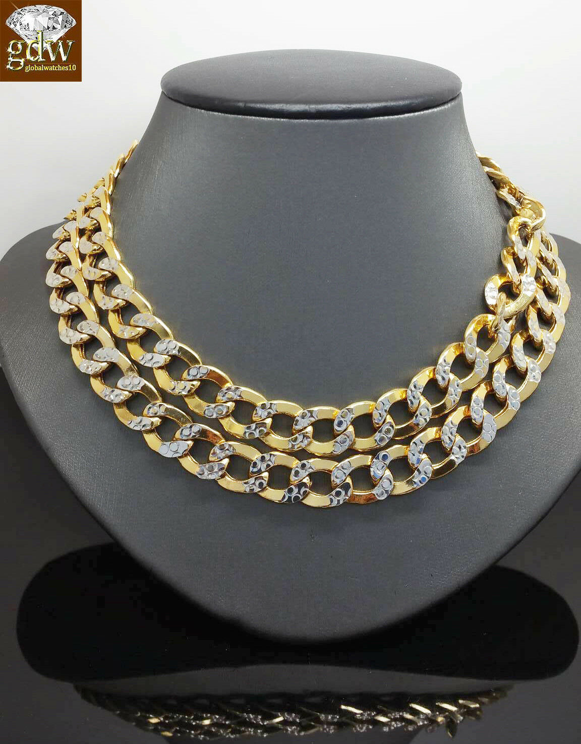 REAL 10k Yellow Gold Cuban Link Chain 11MM 24" Necklace Diamond Cut Thick 10kt