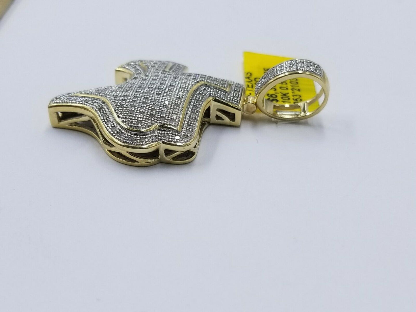 REAL 10k Diamond Pendant Texas Map Charm Genuine 0.50CT Yellow Gold Mens