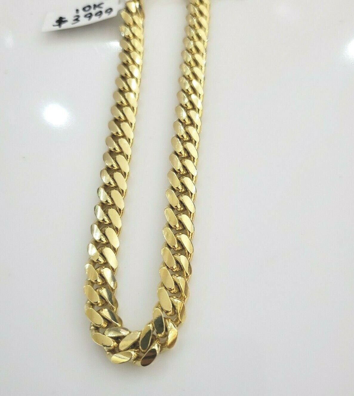 Real Solid Unisex 10k Yellow Gold Miami Cuban Chain 26" Inch Box lock Clasp 11mm