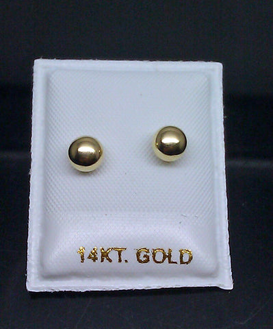 14K Yellow Gold 5 mm Round Earring With Safety Back For Babies Real