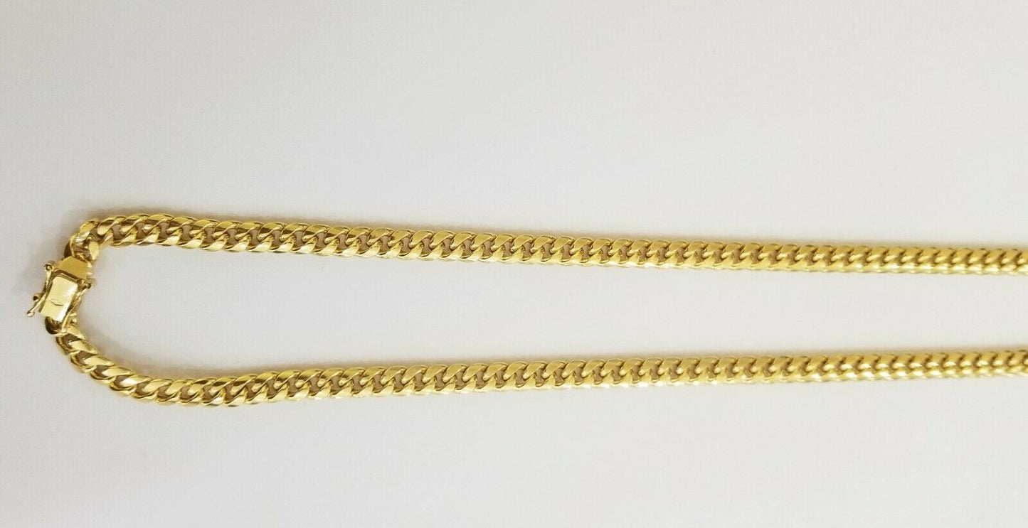 Real 10k Yellow Gold necklace Miami Cuban Link Chain 6mm Mens 10kt 24" Box Lock