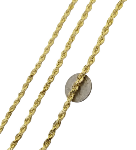 10k Real Gold Chain Solid Rope Necklace 7mm 20 Inch On Sale Free Shipping