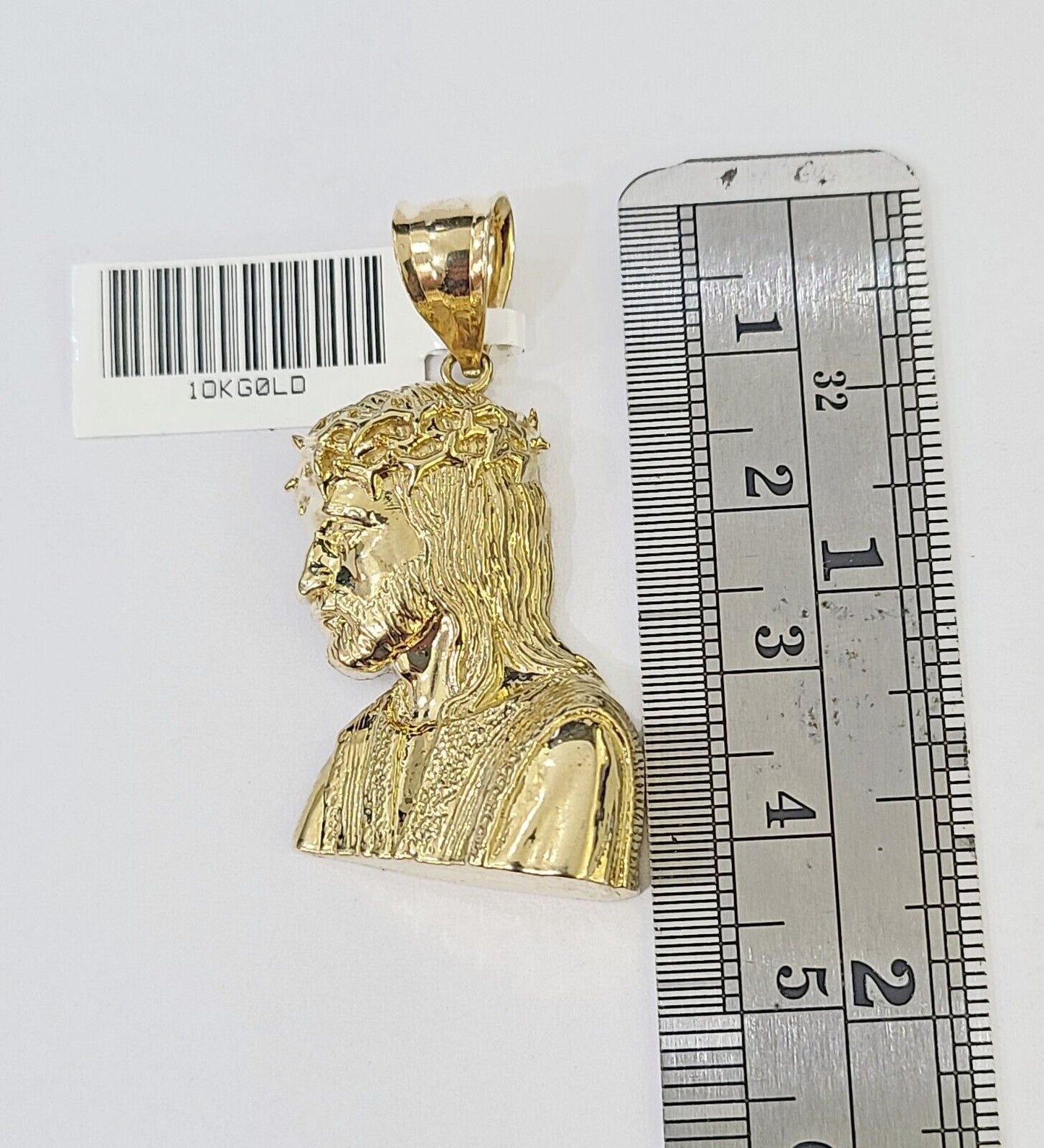 Real 10K Yellow Gold Jesus Head Pendant Charm Genuine 2"