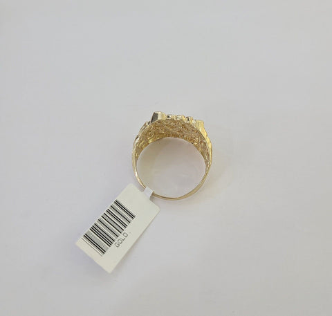 14k Yellow Gold Nugget Band Ring Casual Square Gold Ring Sizable 10kt