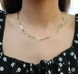 Real 10k Women Paperclip Necklace 20" 4mm lobster Clasp,10kt yellow Gold Chain