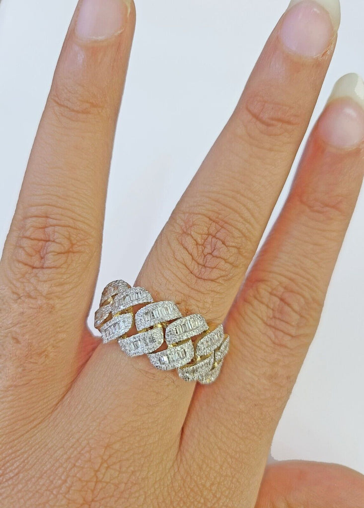 Real 10k Yellow Gold Diamond Ring Men Engagement Wedding Ring
