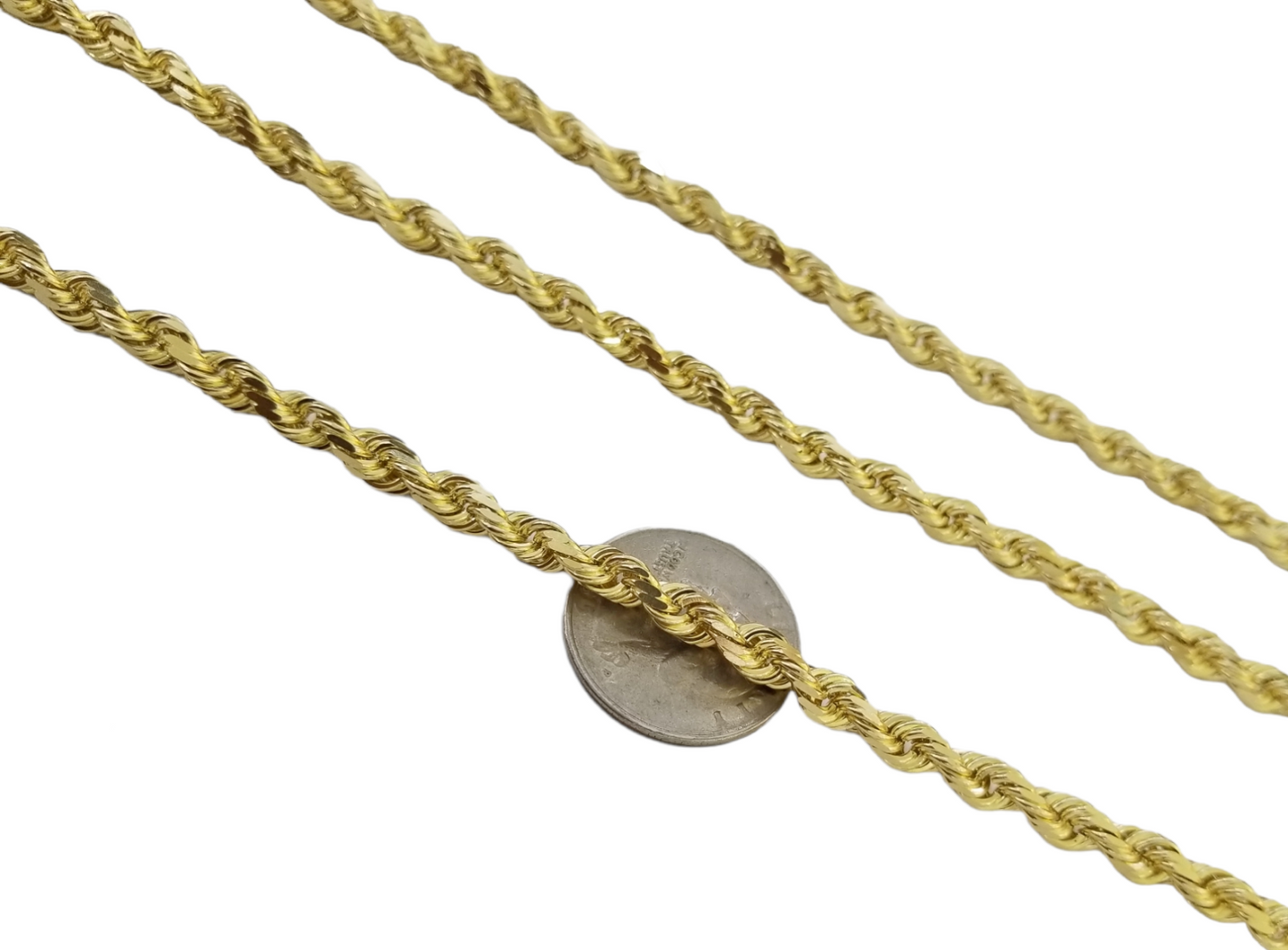 10k Gold Rope Chain For Men Necklace Diamond Cut 6mm 28 Inch SOLID On Sale