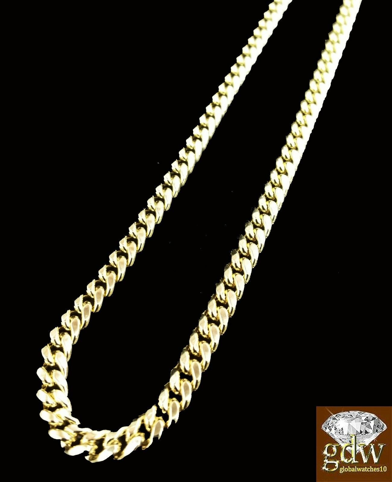 10k Gold Miami Cuban Chain Necklace 22" Inch Men Women Link 4mm , Real 10k Gold