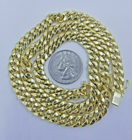 Real 10K Yellow Gold Miami Cuban Link Chain 8mm 20 inch  Strong Mens Chain