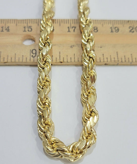 REAL 10K Gold Rope Chain 7mm 26 Inch Men Necklace Gold Diamond Cut