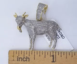 10k Yellow Gold Diamond GOAT Charm Pendant Real Greatest Of All Time