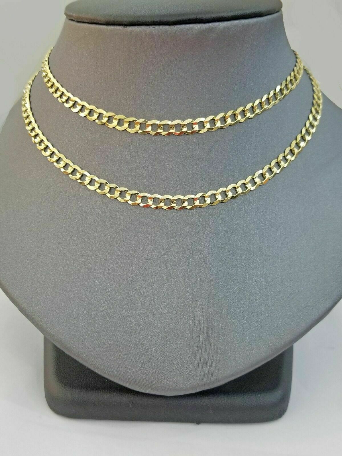 Solid Real 10k Gold Cuban Curb Link Chain 24" Necklace 5mm 10kt Yellow Gold