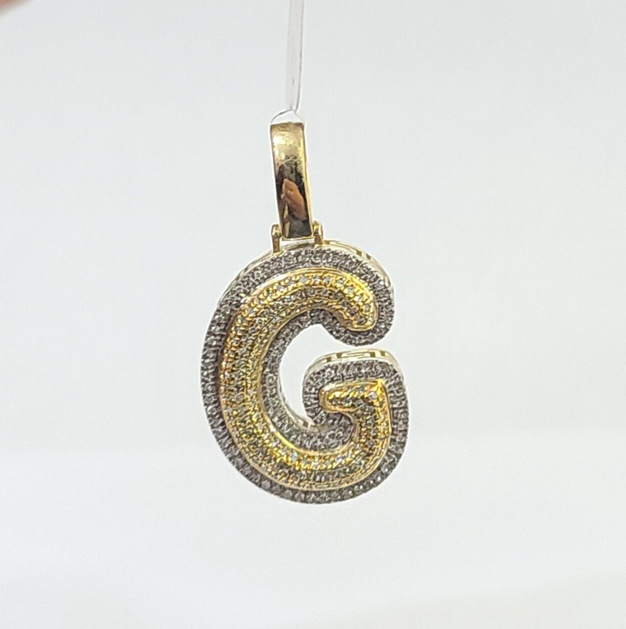 10k Yellow Gold Diamond Letter "G" Initial Alphabet Charm Pendant Real Genuine