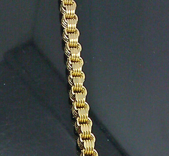 Real 10K Yellow Gold Byzantine Box Link Bracelet 8.5 inch Long 6.5mm Men