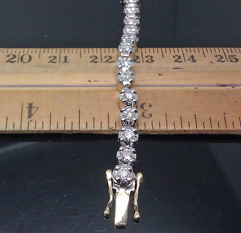 REAL 10K Ladies Yellow Gold Elegant Bracelet REAL 3 CT Round Diamond 7.5" Inch N