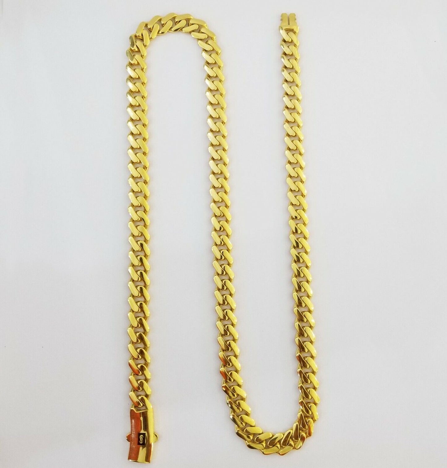 Real 10k Cuban Link Royal Monaco Chain necklace 9mm 26" inch Box Clasp 10kt Gold