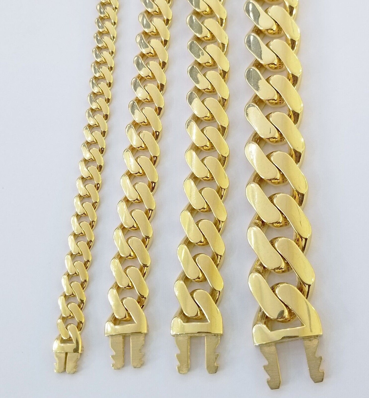 10K Real Yellow Gold Miami Cuban Monaco Chain 9" Bracelet 7mm 11mm 13mm 17mm